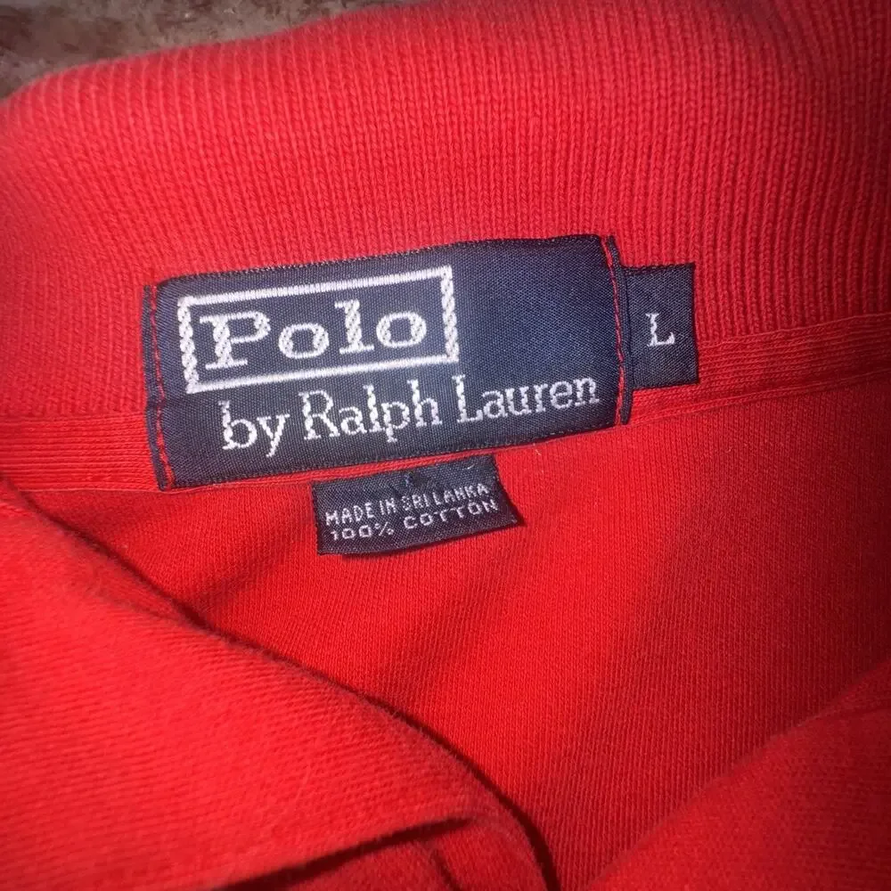 Men’s Polo Ralph Lauren Red Polo Size Large Blue Pony (A31)